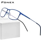 FONEX Мужская оправа для очков, квадратная оправа из сплава без винтов для очков для коррекции близорукости, модель F1022 в Корейском стиле, 2021