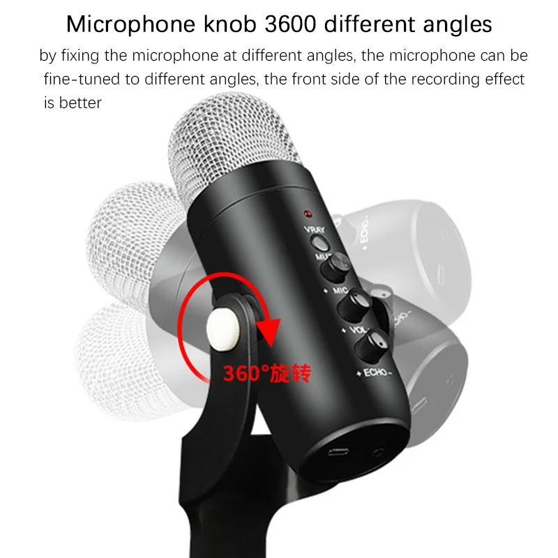 

USB Condenser Microphone for PC/Micro/Mac/Android with Noise Cancellation and Reverb for Voice and Music Recording