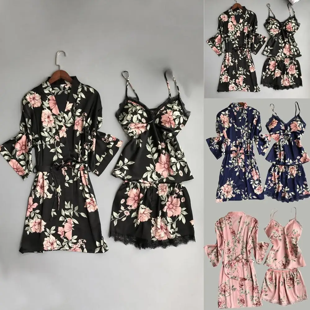 3/5 шт пижама женская шелковые пижамы для женщин сексуальный кружевной Атласный