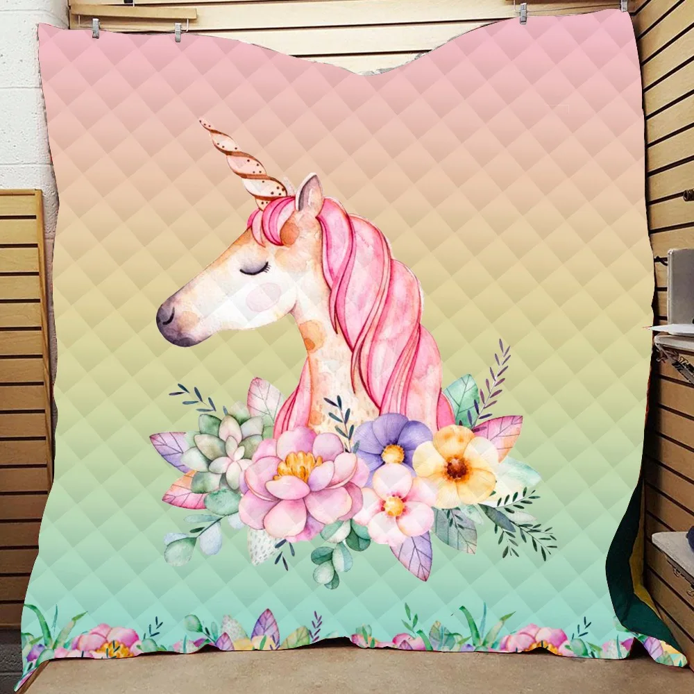 Покрывало для дивана с принтом в виде рогатых лошадей мягкое одеяло из хлопка