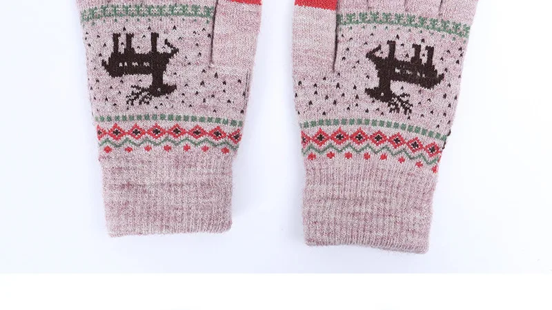 Winter Female Winter Vintage Deer Knitted Gloves Women Thicken Touch Screen Gloves Winter Warm Snow Elk Full Finger Mittens
