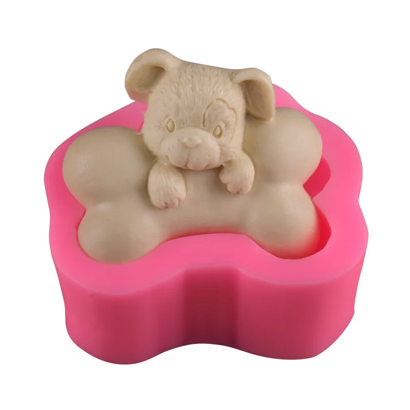 

Cute Dog Holding Bone Shape Fondant Silicone Mold, Clay Chocolate Mold, Aromatherapy Plaster Mold