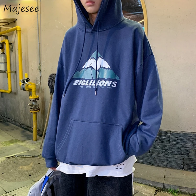 

Men With Hat Hoodies Print Loose Casual Oversize Bf Style Ulzzang Chic Trendy M-3XL Simple Harajuku All-match Pocket Couples Ins