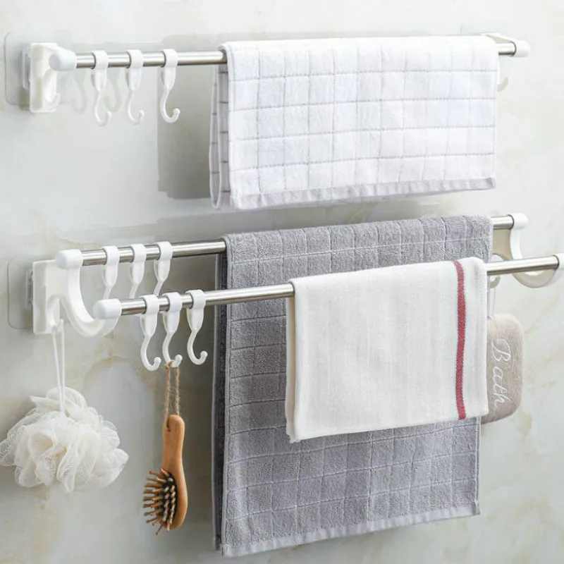 

Punch-free Seamless Modern Minimalist Creative Load-bearing Clothes and Articles Hanger Bathroom Shelf Non-slip Towel Bar G8408