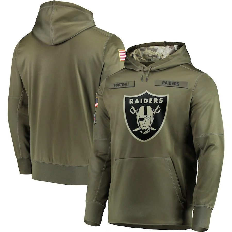 

Oakland Sweatshirt Raiders Salute to Service Sideline Performance Pullover sports American football Oversized Hoodie Olive