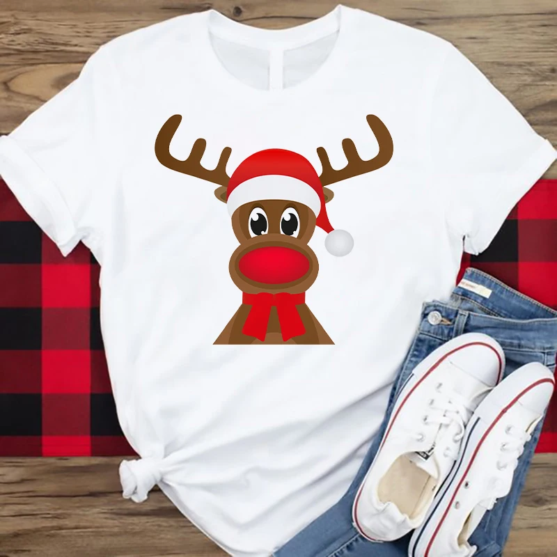 Женская футболка топ Счастливого Рождества Мультяшные трендовые футболки