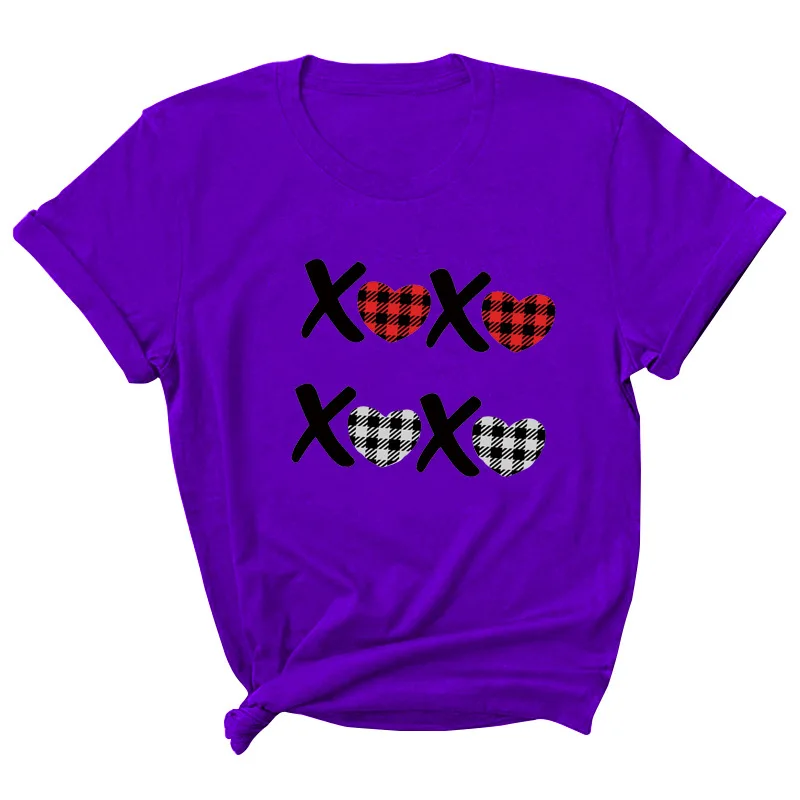 

Xoxo Heart Letter Print Women T Shirt Short Sleeve O Neck Loose Women Tshirt Ladies Tee Shirt Tops Clothes Camisetas Mujer