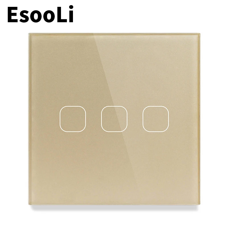 EsooLi черный 3 банды 1 способ ЕС/Великобритания Стандартный Выключатель света