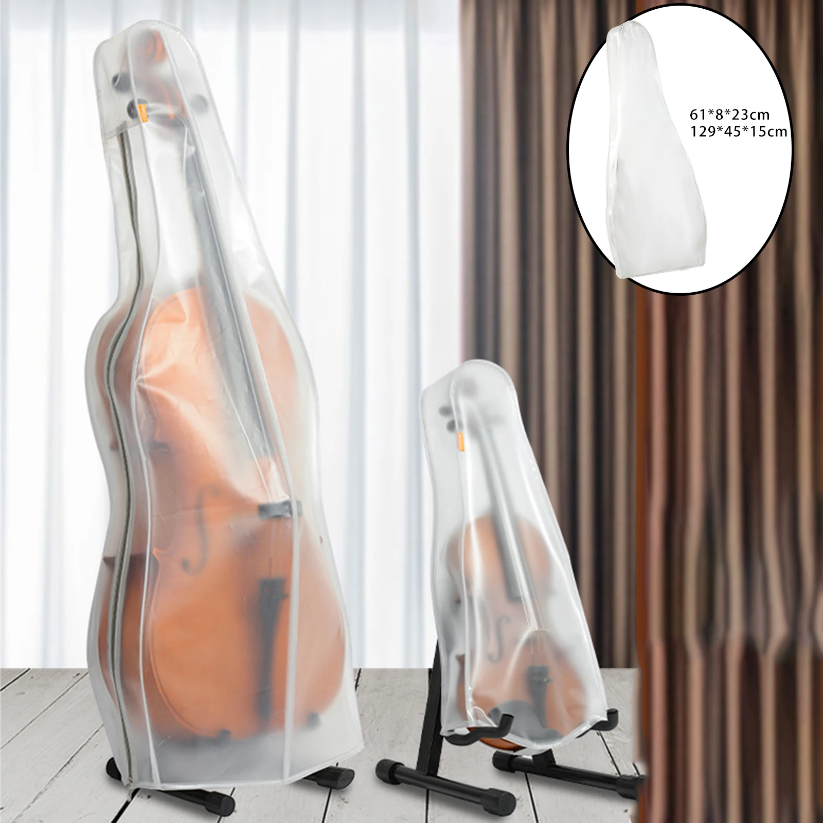 

Clear Violin Shell Case PVC Waterproof Against Dust or Dirt Dust Protector for T-08 Cello Full Size Violin
