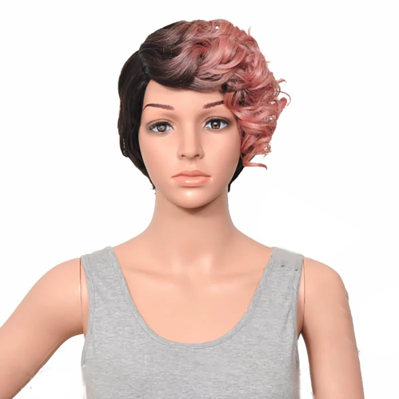 HAIRJOY женский специальный смешанный цвет боковая часть короткий кудрявый синтетический парик для волос