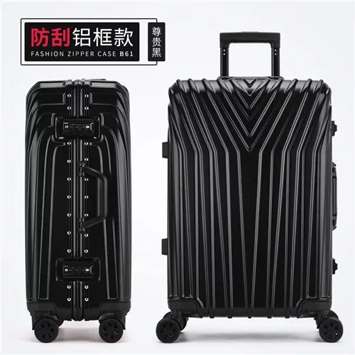Aluminum frame KLQDZMS 2" 22" 24'2" 29 дюймов ABS+ PC чемодан на колёсиках Молния и алюминиевая рама тележка Дорожный чемодан для поездки - Цвет: Aluminum frame
