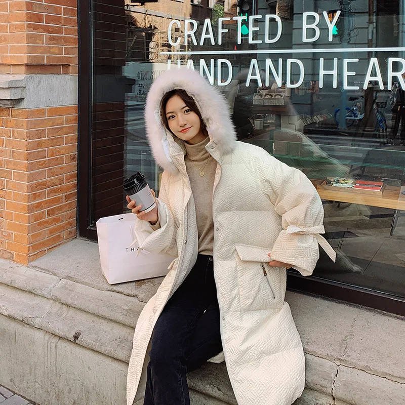 

@YYDS Korean Loose Texture Hooded Cotton-padded Clothes Boudoir Cotton-padded Jacket Women's Long Cotton-padded Jacket Winter