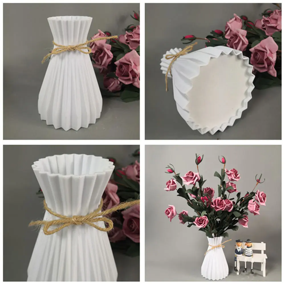 

Nordic Flower Vase Ornament Home Plastic Vase White Imitation Ceramic Flower Pot Simple Flower Basket Decor Vases for Flowers