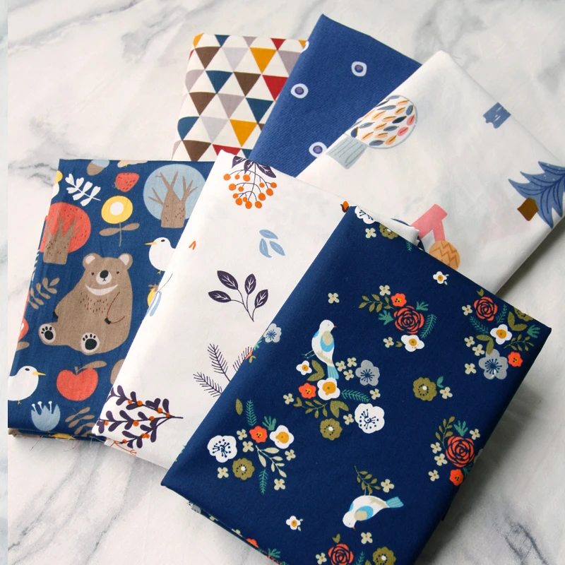 Осенний синий голубь енот Рождественская елка синяя саржа хлопчатобумажная