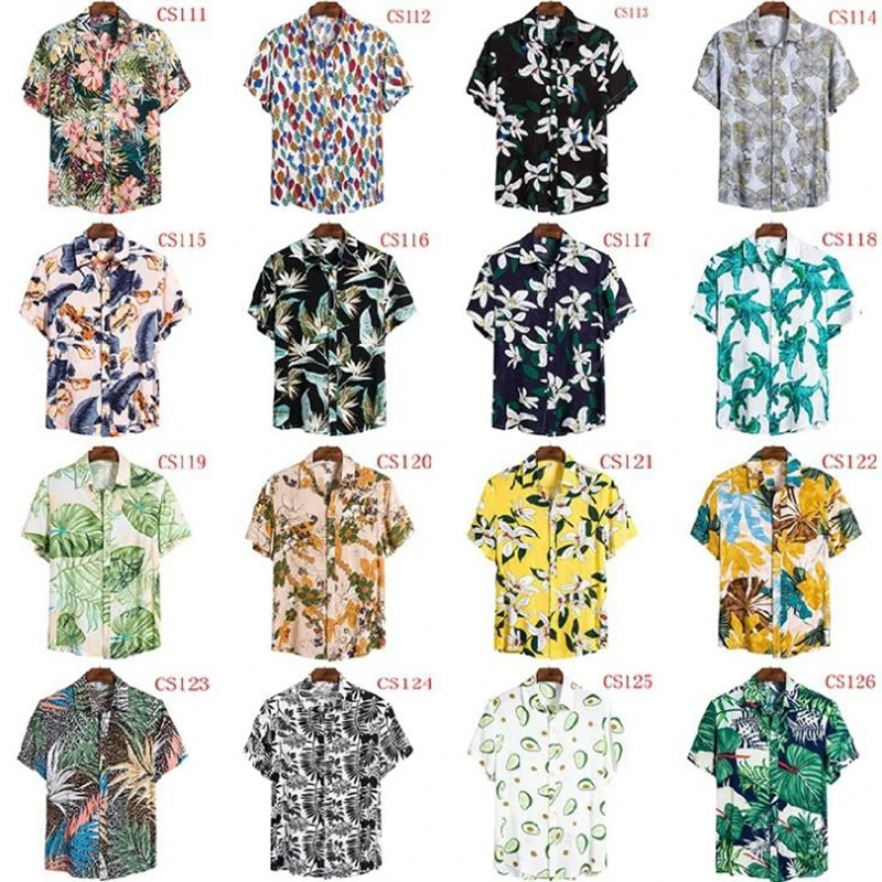 Рубашка мужская с принтом Гавайская Повседневная Блузка на одной пуговице