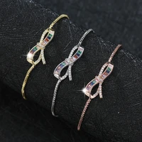 butterfly knot designer bracelet cubic zirconia women banglereal gold plated bracelets woman gift