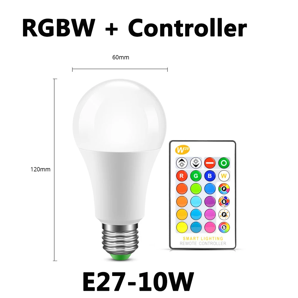 RGBW-Remote E27-10W E27 Bluetooth RGB светодиодный светильник E14 Светодиодный светильник с ИК-пультом дистанционного управления волшебный светильник для домашнего декора умный IC светильник ing лампа - Испускаемый цвет: RGBW-Remote E27-10W