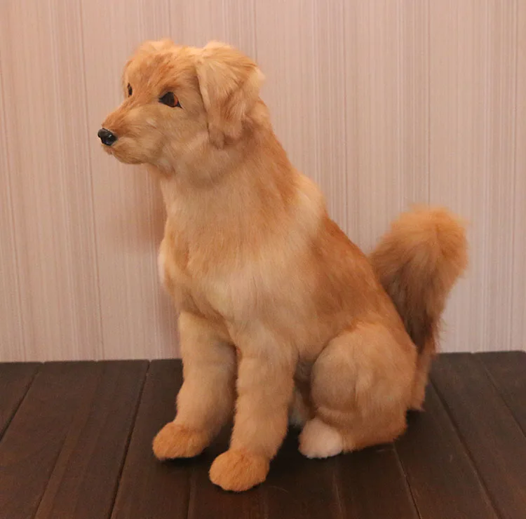 Golden retriever 1 шт. 46 см имитация собаки плюшевая игрушка кожа волосы ручной работы Креативные реалистичные животные Сидящая собака кукла Дети Плюшевые игрушки рождения - Цвет: Golden retriever