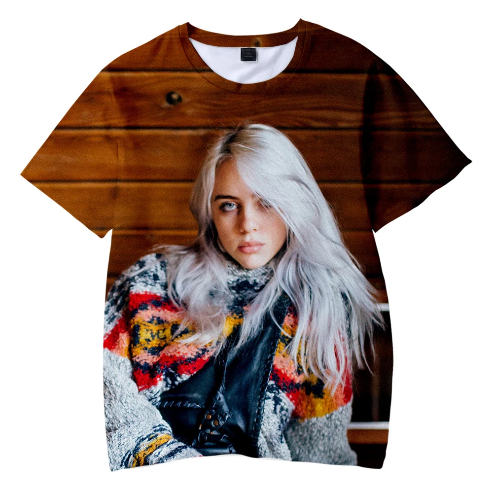 Billie Eilish/футболка с 3D принтом для маленьких мальчиков и девочек летние футболки с короткими рукавами топы унисекс, футболки, Детский костюм, рубашка