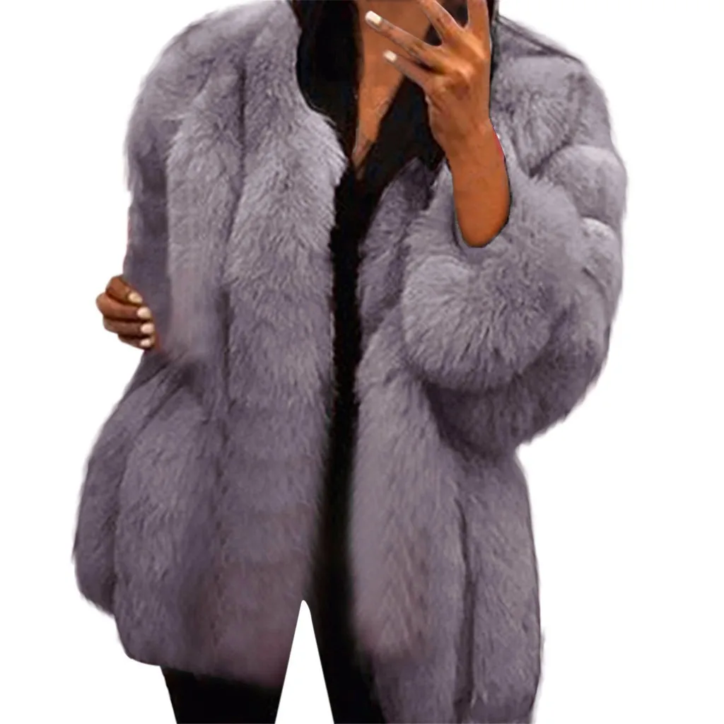 Fashion Faux Fur Coat Women Plus Size 5XL Short 6 Colors Winter Warm Jacket Long Sleeve Outerwear Elegant Jackets @30 | Женская одежда
