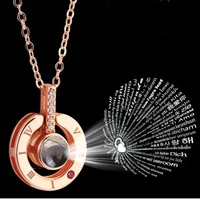 attractto round gold necklaces 100 languages necklacespendants for women chain memory projection necklace sne190182