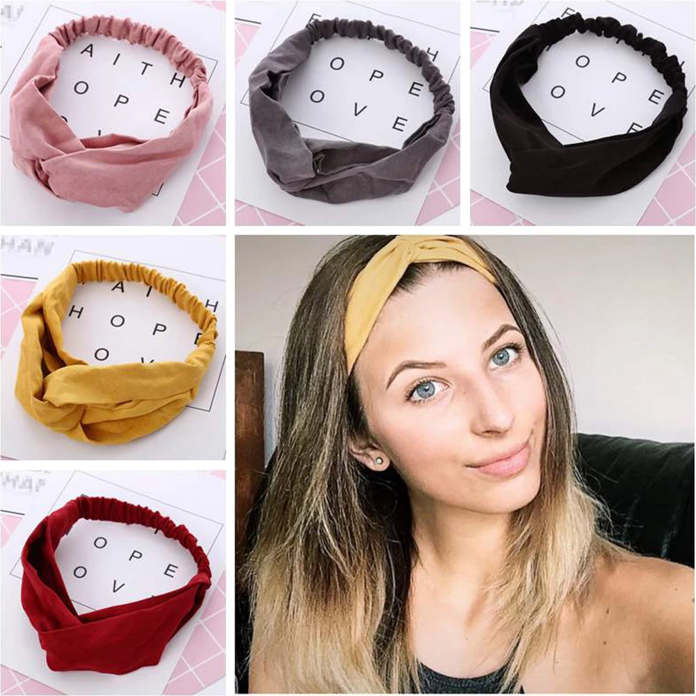 

Richkeda Store New Woman Bohemia Knotted Turban Headband Hair Accessories for Girls Turban Elastic Hairband Head Hair Bands