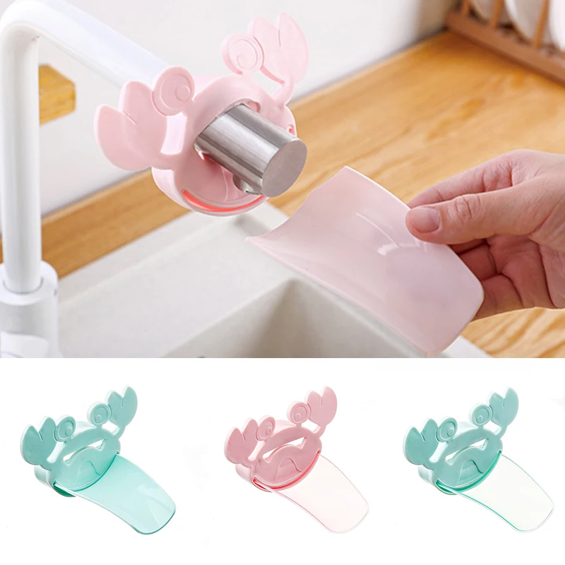 

Children Baby Hand Washer Pink/Blue Faucet Extender Cartoon Crab Bathroom Sink Extender Portable 1Pcs PP/TPE Material