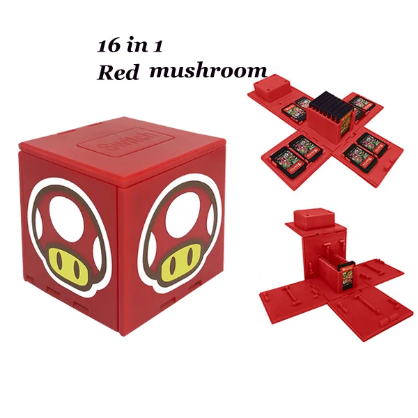 Red Mushroom Футляр для игровых карт премиум-класса с переключателем NAND, коробка для хранения с переключателем, складывающаяся коробка для карт NS, сохраняющая 12 карт - Цвет: Red Mushroom