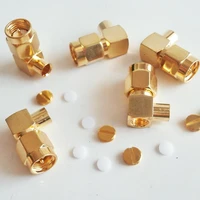 10x pcs high quality rf connector sma male jack right angle 90 degree solder for semi rigid rg402 0 141 cable brass gold plated
