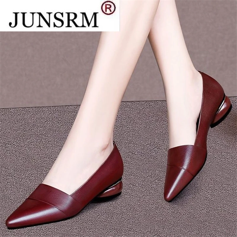 

Women Classic High Quality Black Slip on Low Heel Pumps Lady Fashion Sweet Black Square Heel Shoes for Office A6859