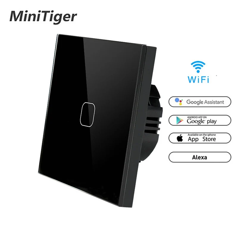 Minitiger WIFI Smart 1/2/3 Gang сенсорный выключатель приложение беспроводной дистанционный