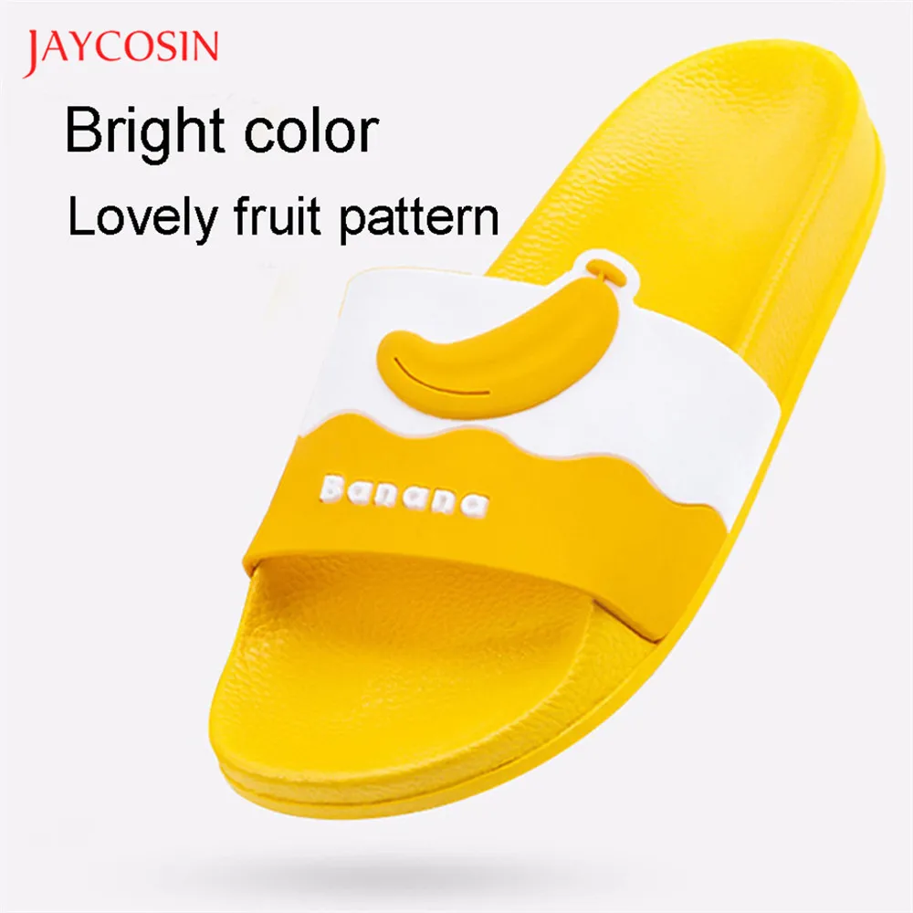 Сланцы Jaycosin женские летние шлепанцы с мультяшным принтом бананы мягкая Уличная
