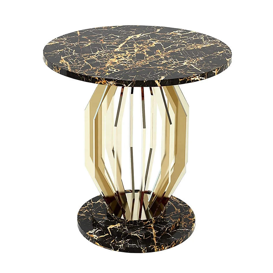 

New Customized European Style luxury Morden stainless steel glass/ marble top sofa coffee table for Living room furniture