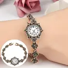 Женские винтажные часы с круглым циферблатом, кварцевые аналоговые часы с цветком и стразами, роскошный браслет, подарок для девушки