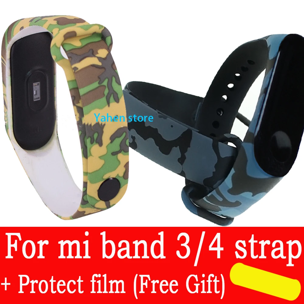 Для xiaomi mi Band 3 4 ремешок силиконовый с принтом сменный Камуфляжный браслет для band