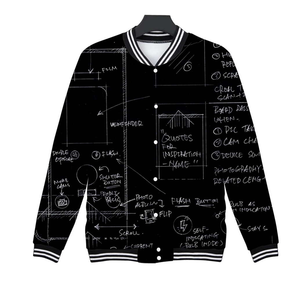 Школьная бейсбольная форма для научной формулы 3d пальто модная Мужская и Женская
