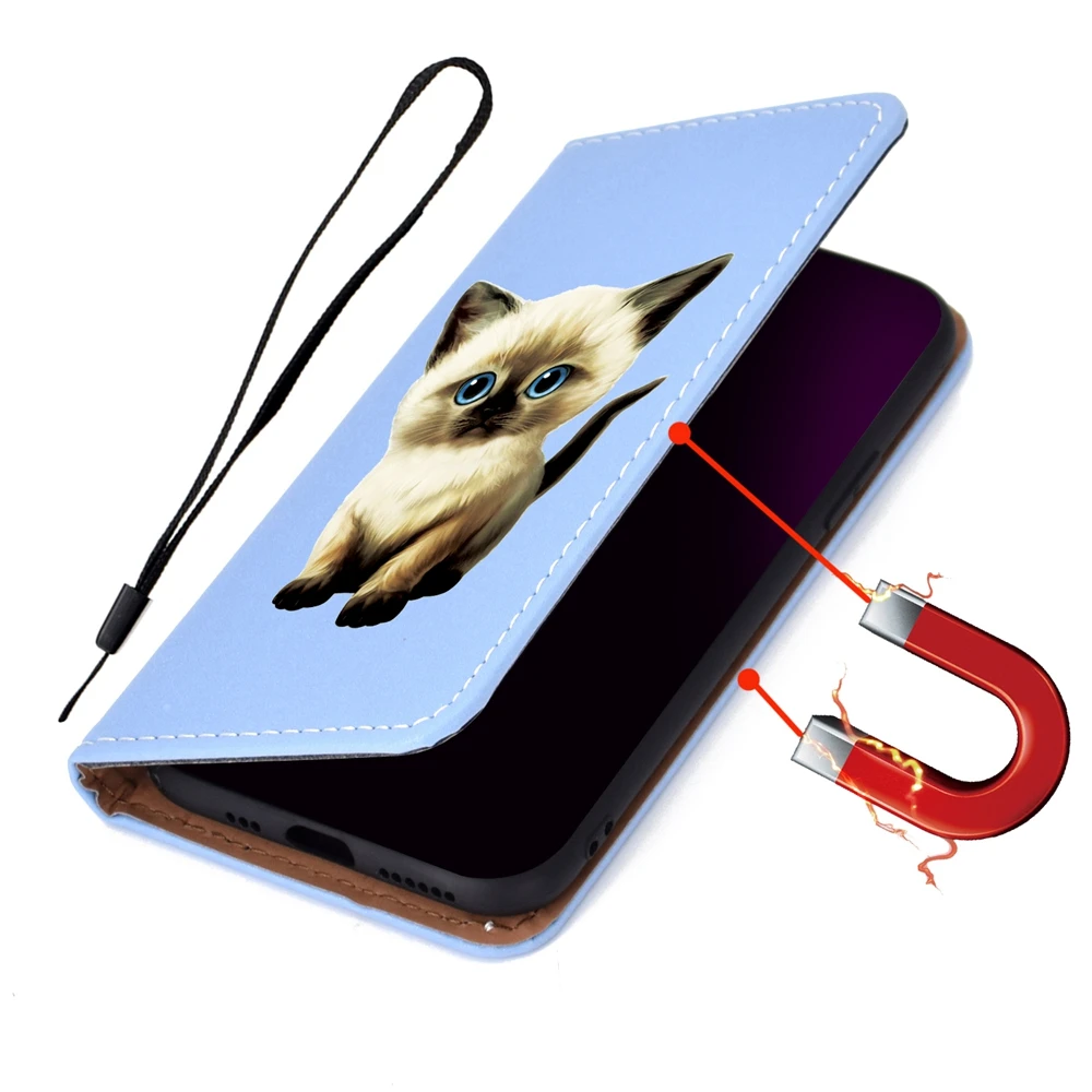 Кожаный чехол для huawei mate 30 Lite ETUI Nova 5i Pro 20 с милым котиком Магнитный Флип бумажник