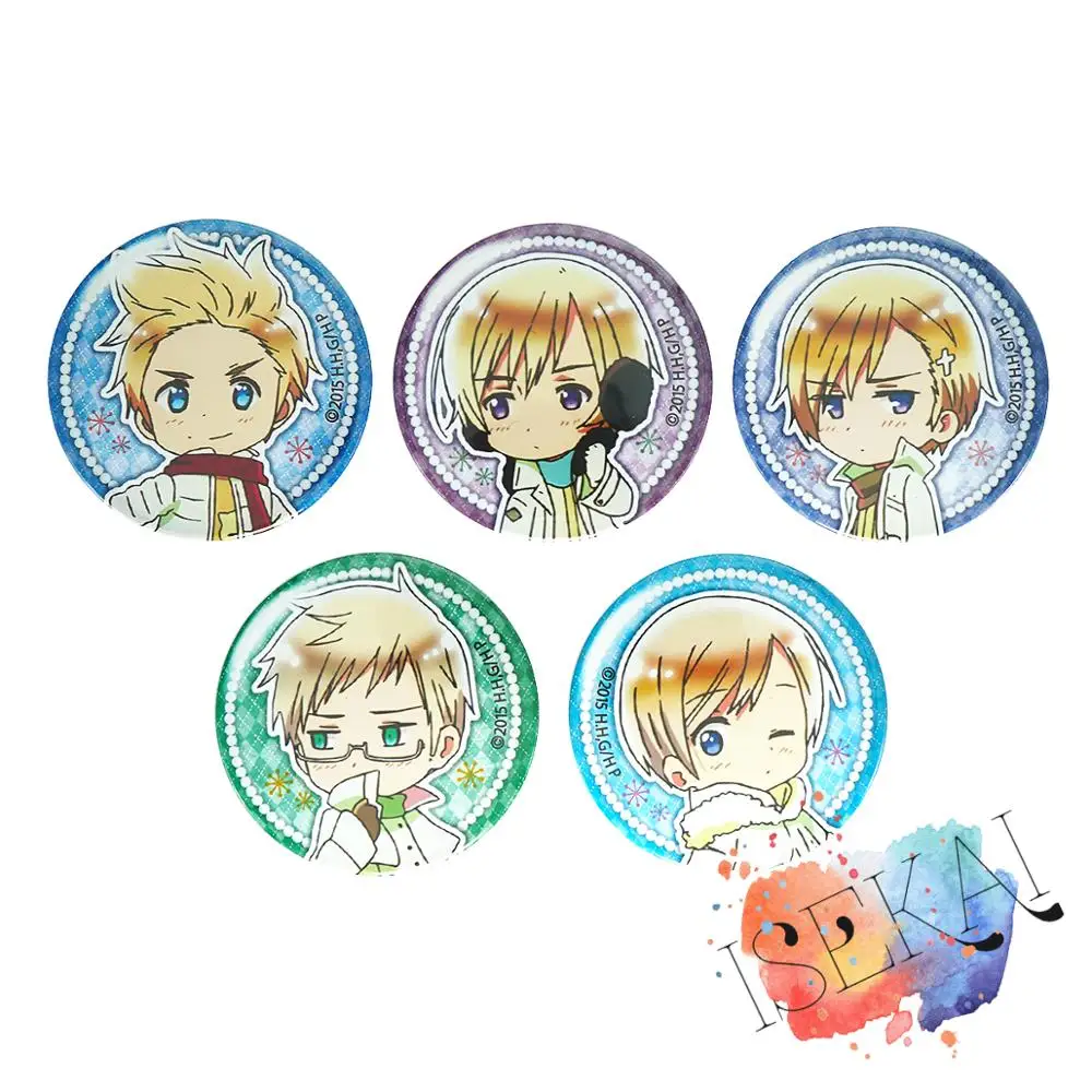 Металлические штифты Axis Power Hetalia аниме Hetalia's World мерцание Дания Исландия