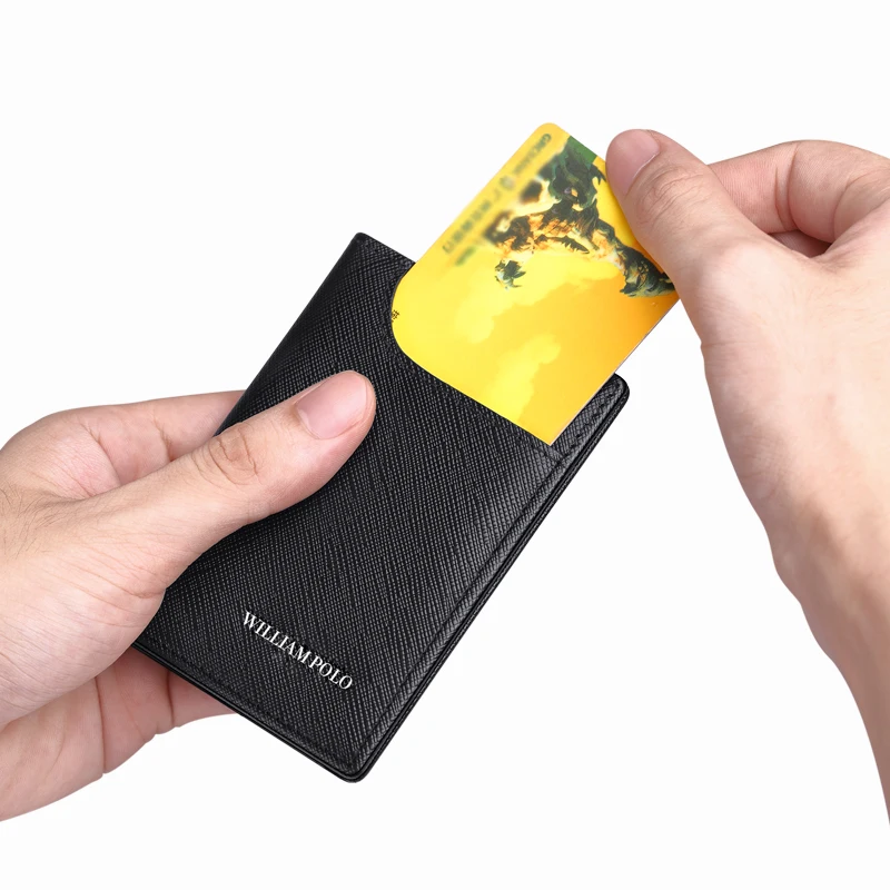 Card Holder Male Leather Vertical Ultra-Thin Card Holder Business Card Holder Holder Driver’s License Leather short Wallet