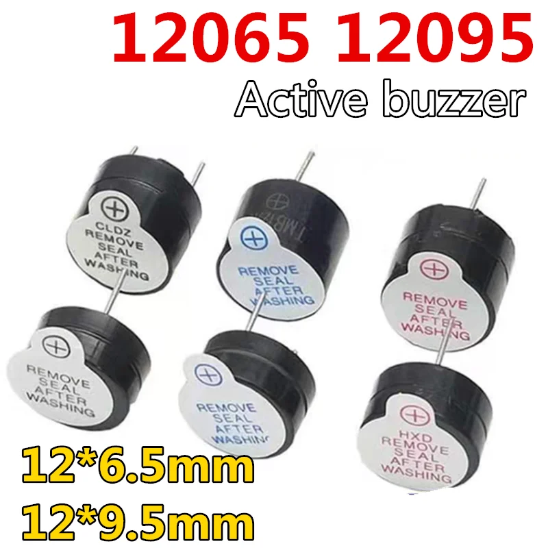 

100pcs/lot 12065 12*6.5mm 12095 12*9.5mm Active buzzer 3V/5V/12V Active Buzzer Magnetic Long Continous Beep Tone