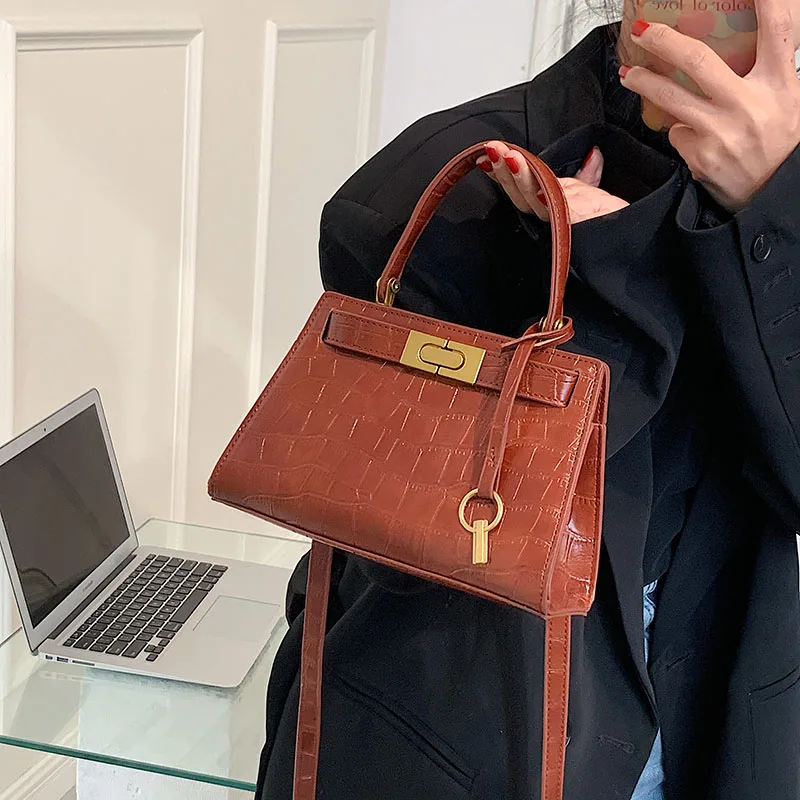 

2021 сумки через плечо с крокодиловым узором для женщин, модная сумка из искусственной кожи, Женская квадратная сумка через плечо, дизайнерск...