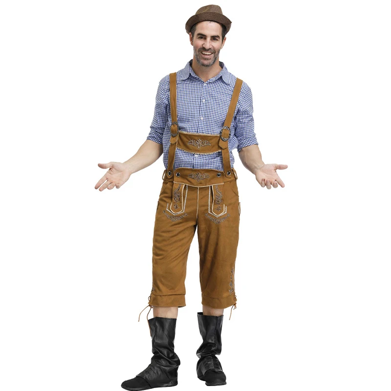 Мужской роскошный модный костюм на Октоберфест немецкая клетчатая рубашка Lederhosen