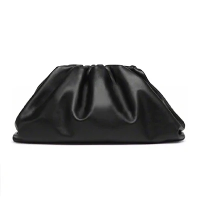 large black Высокое качество, простая модная кожаная мягкая плиссированная сумка на плечо с пельменями, большая сумка-мессенджер для женщин, повседневный клатч, женские сумки - Цвет: large black