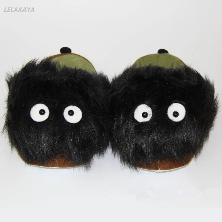 Симпатичные Мультяшные мягкие тапочки в стиле аниме кошка Тоторо черные