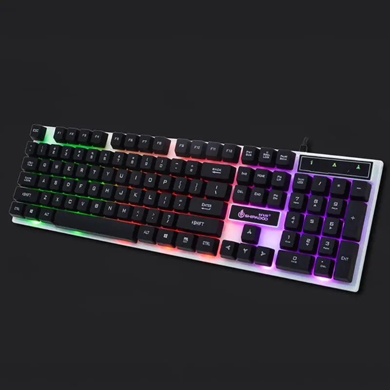

P82F USB Computer Wired Keyboard Colorful Backlit Game Rainbow Glow Floating Button