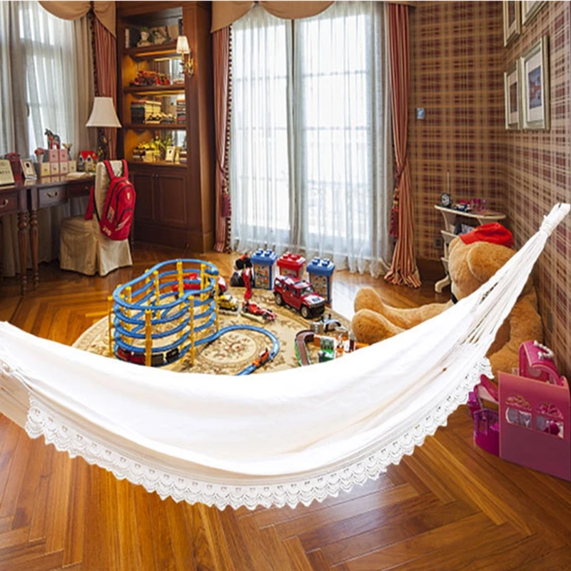 

Outdoor Camping Hammock Swing Portable Hanging Chair Pure White Romantic Lace For Travel Hiking Garden Sleeping Swing Portable