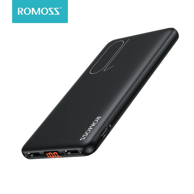 ROMOSS PSP10 внешний аккумулятор 10000 мАч тонкий портативный USB LED зарядное устройство