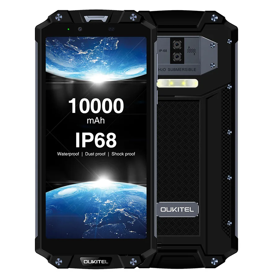 OUKITEL WP2 IP68 NFC водонепроницаемый 6," 18:9 Android 8,0 MT6750T Восьмиядерный 4 Гб ОЗУ 64 Гб ПЗУ 10000 мАч мобильный телефон с отпечатком пальца - Цвет: Black