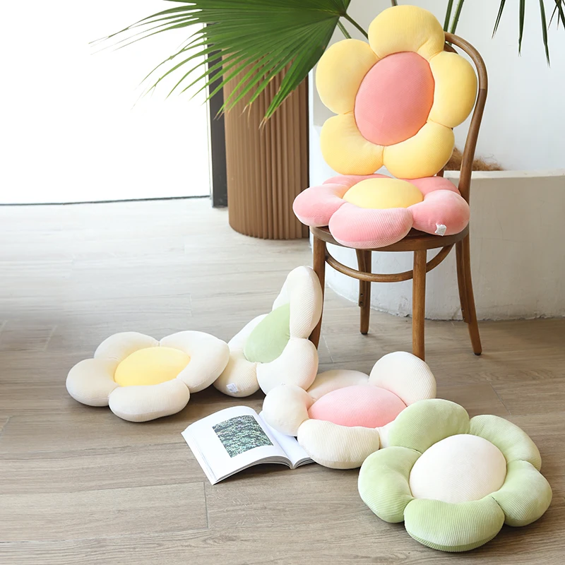 

50cm Stripe Flower Plush Toys Seat Cushion Decorative Pillow Hugs Soft Plant Stuffed Dolls for Girl Kawaii Plushes Decor Home