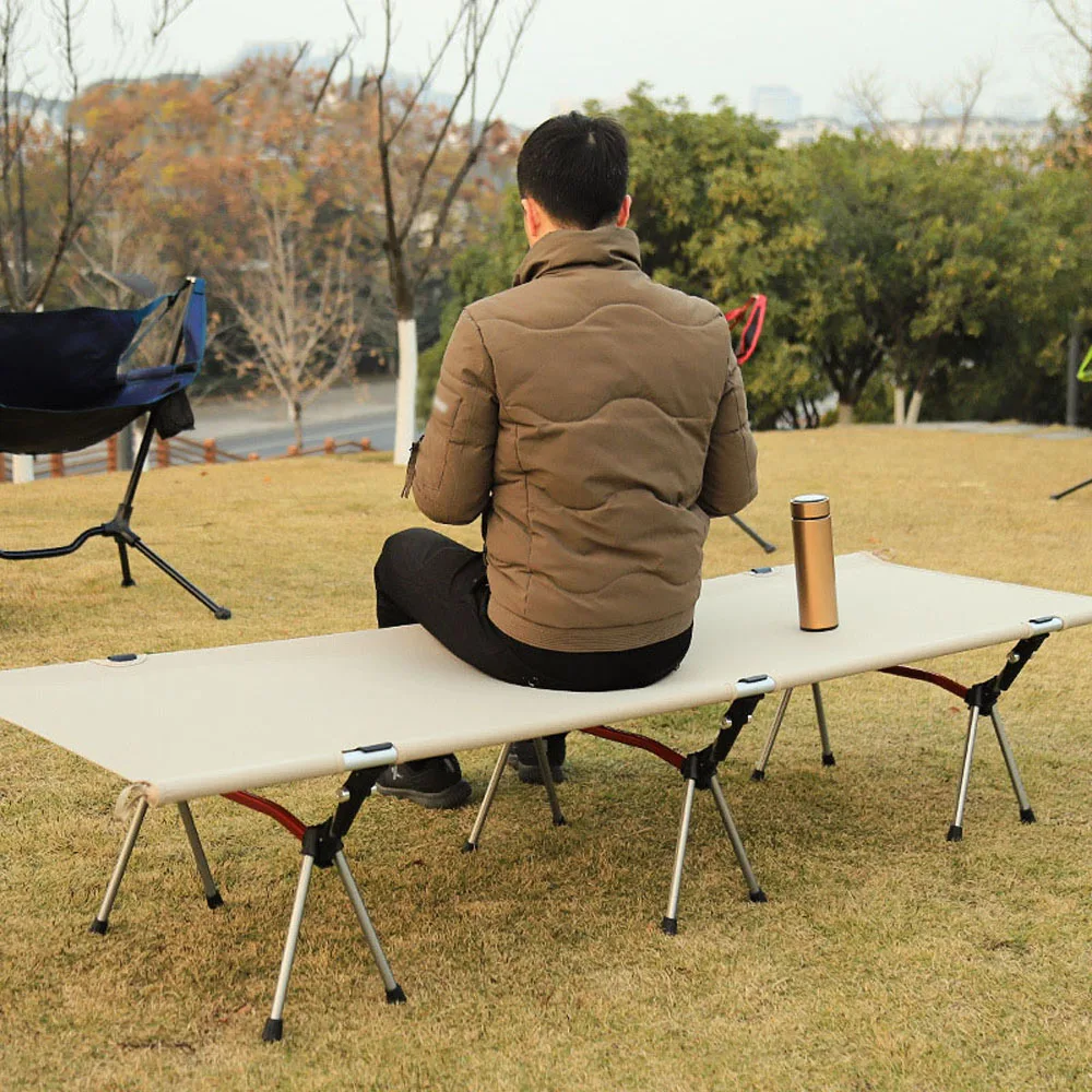 

Camping Outdoor Portable Sleep Bed Aluminum Alloy 600D Oxford Cloth Camp Bed Easy To Dismantle Folding Bed Hiking Equipment